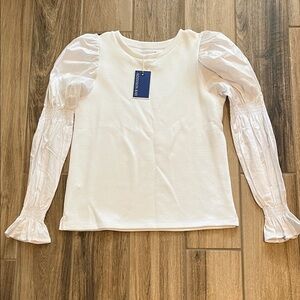 Addison Bay White Puff Sleeve Shirt NWT